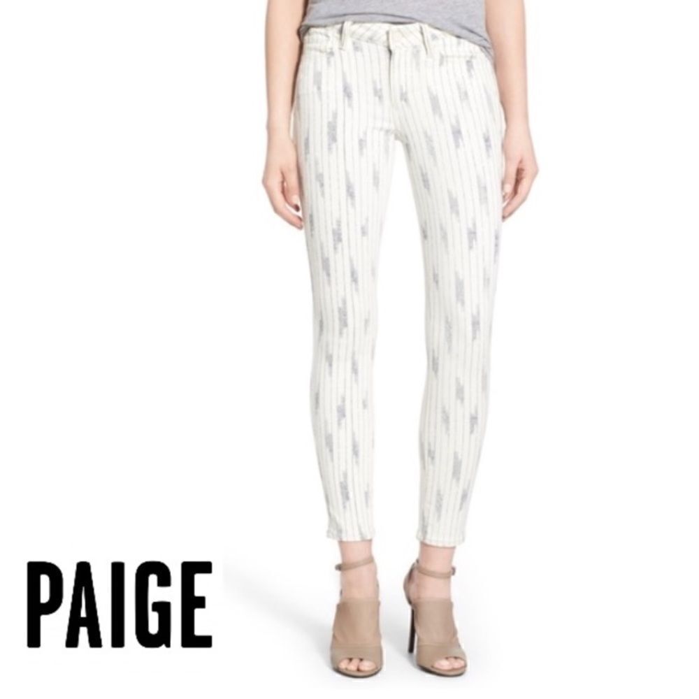 Paige Transcend Verdugo Ankle Skinny JeansâNori Print Sizeâ26